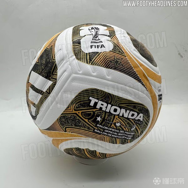 阿迪世界杯决赛用球曝光：白色底色搭配黑金色图案